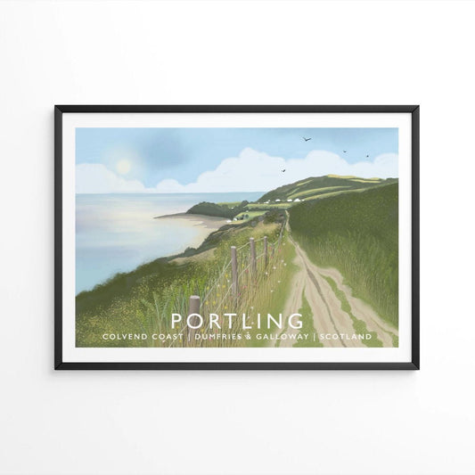 Portling, Colvend Coast, Dumfries and Galloway Travel Poster: Scotland Art Print