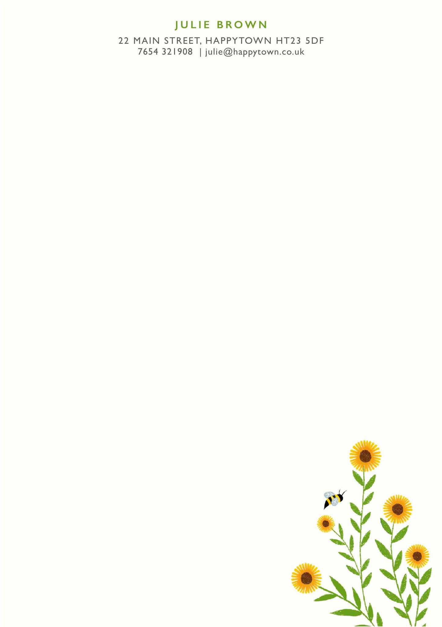 Personalised Sunflowers Stationery Set: A5 Writing Paper, Luxury Vintage Style Notepaper