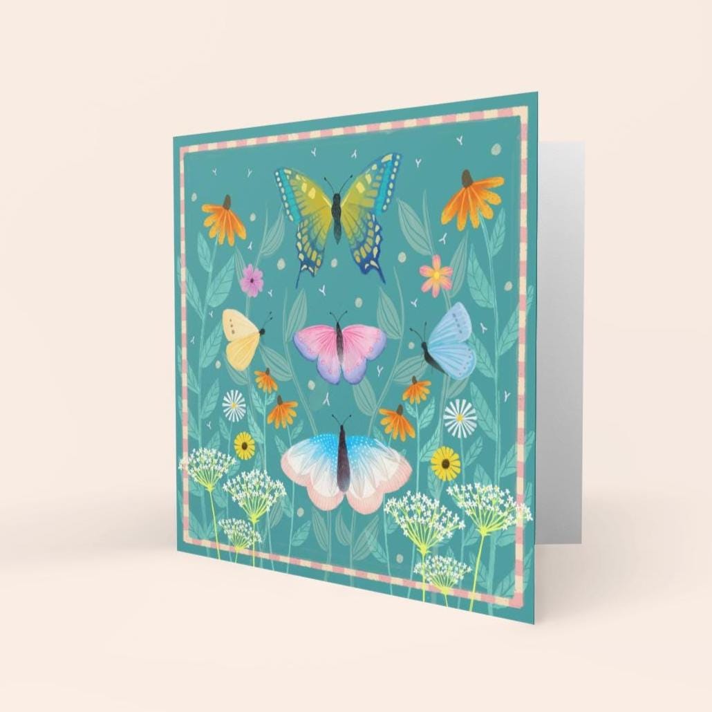 Butterfly meadow greetings card.