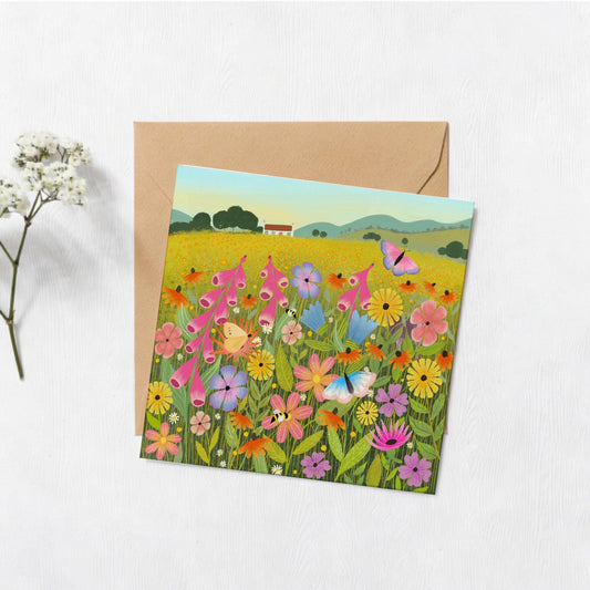 Flower Bomb Wildflower Meadow greetings card.