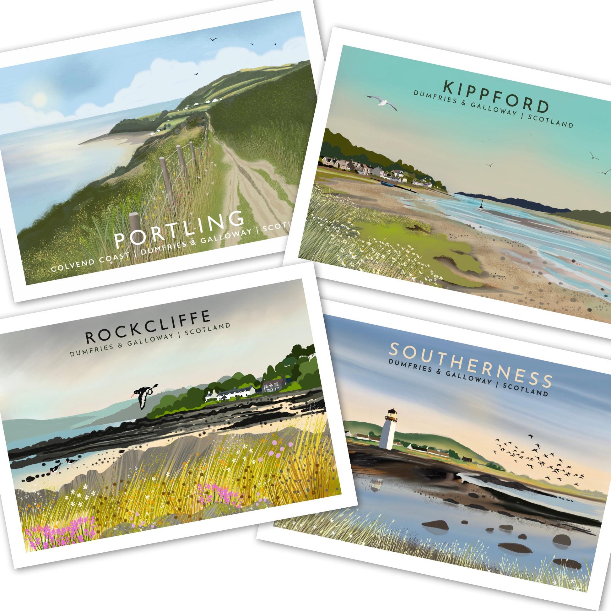 Solway Firth Art Cards: Scotland Landscape, Pack of 4
