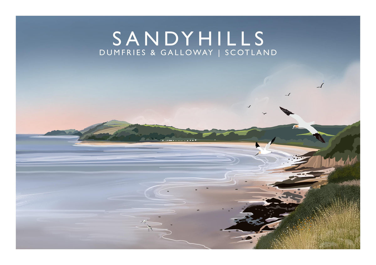 Sandyhills Beach, Dumfries and Galloway Travel Poster: Scotland Art Print