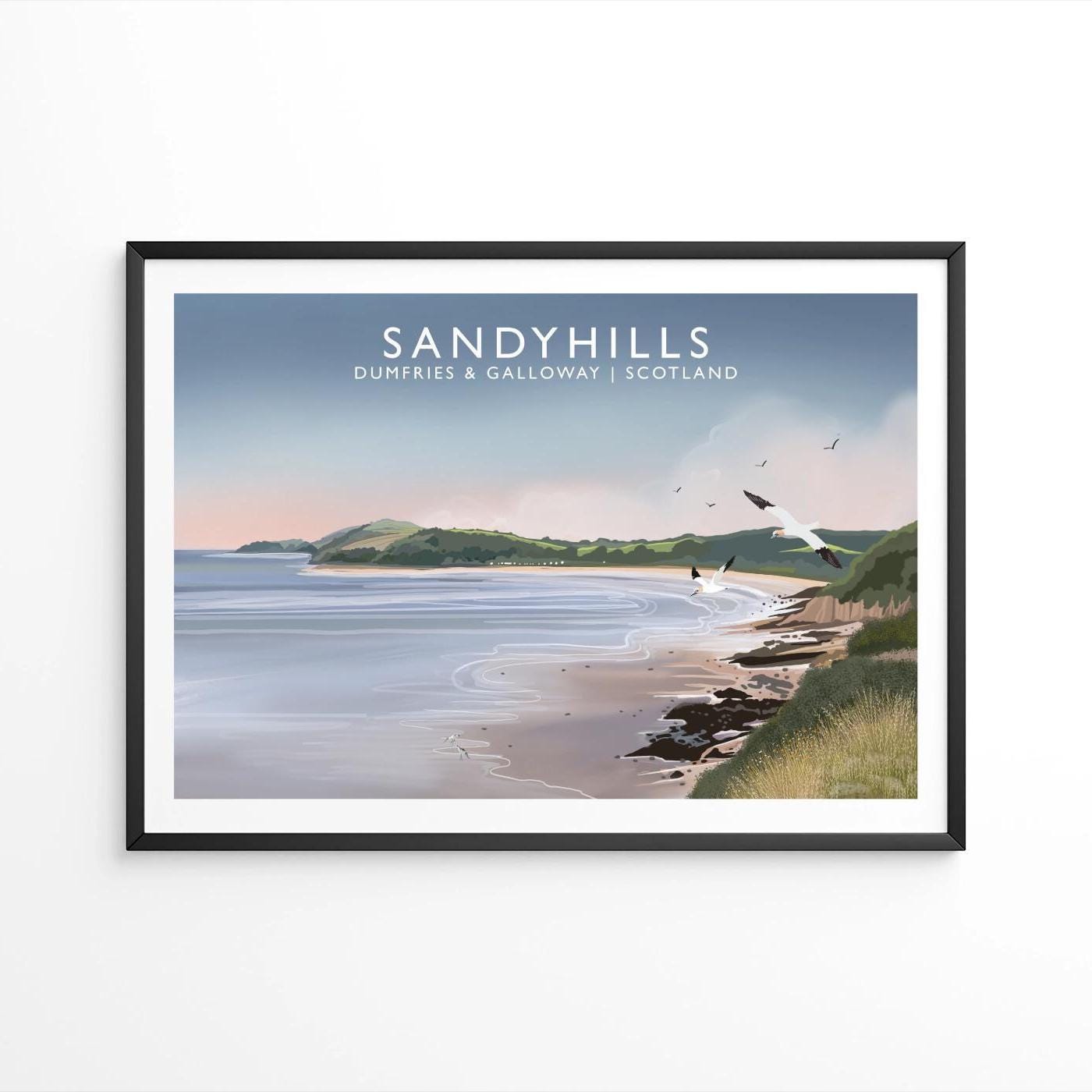 Sandyhills Beach, Dumfries and Galloway Travel Poster: Scotland Art Print