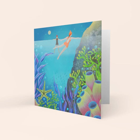 Wild Swimming Greetings Card from Original Art by Caroline Smith.