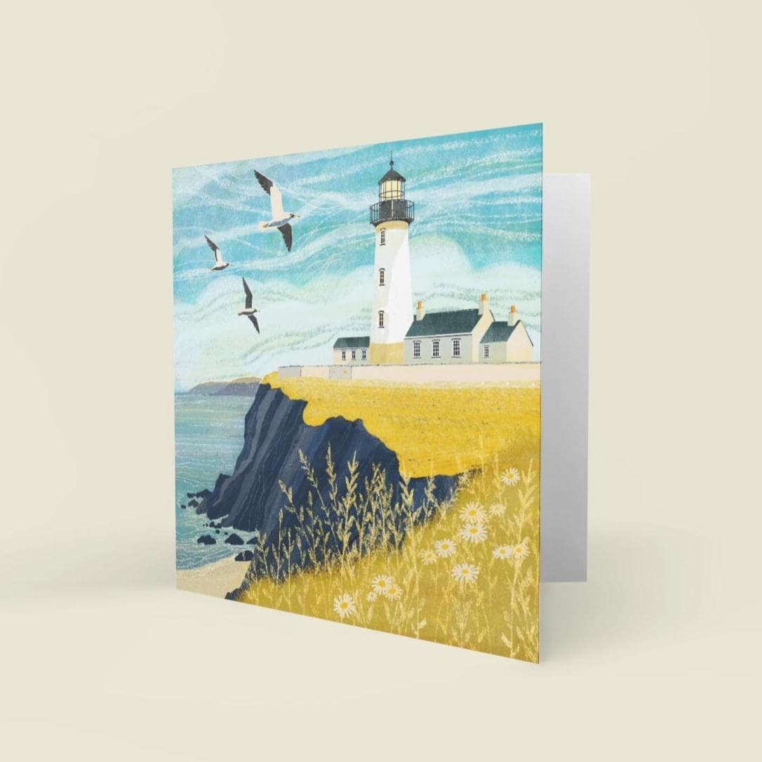 Lighthouse Greetings Card: Scottish Landscape Painting by Caroline Smith
