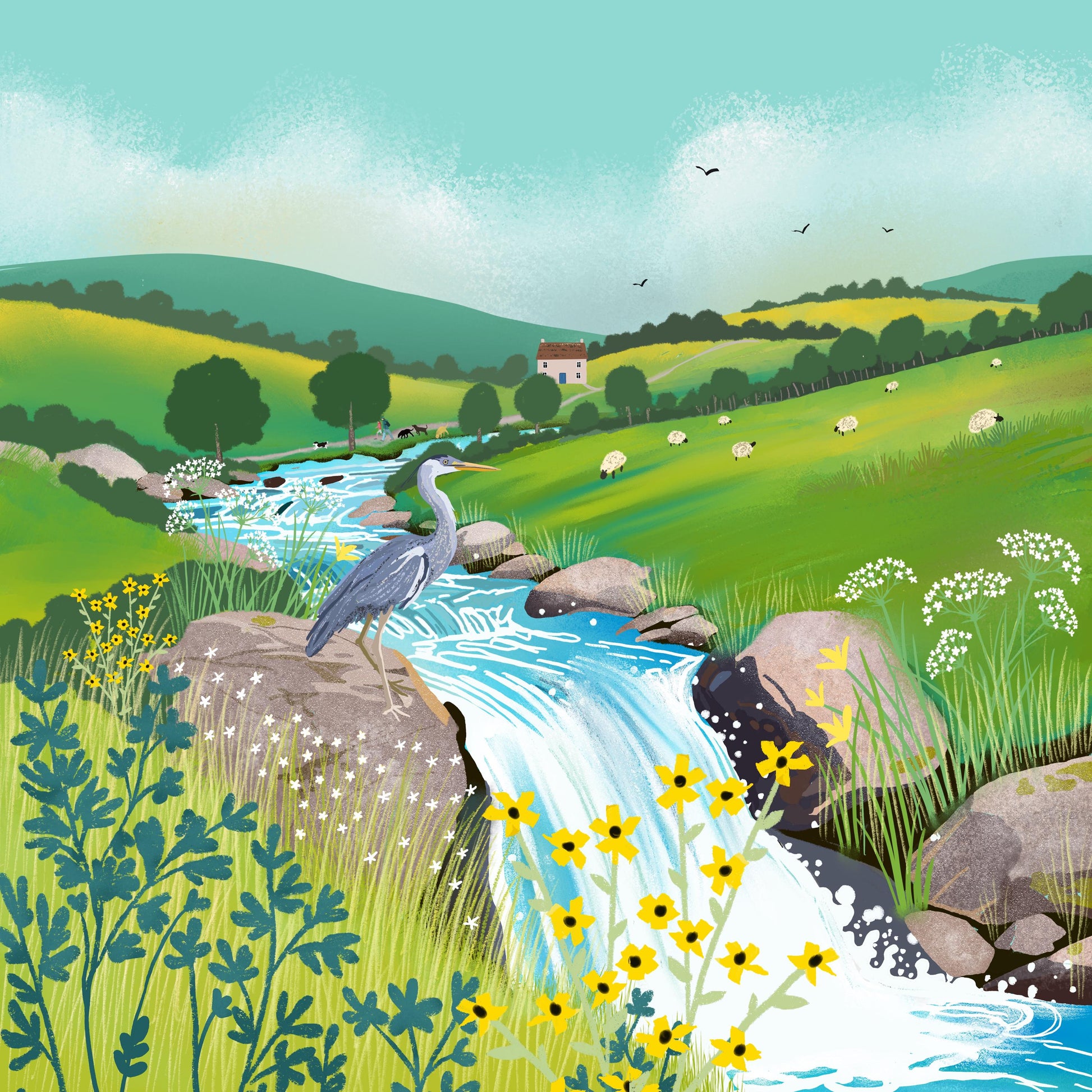 Happy Valley Country Landscape art - Print only, Framed print or Canvas. Multiple sizes.