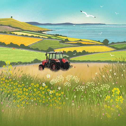 Break Time Farming Landscape Tractor art - Print only, Framed print or Canvas. Multiple sizes.