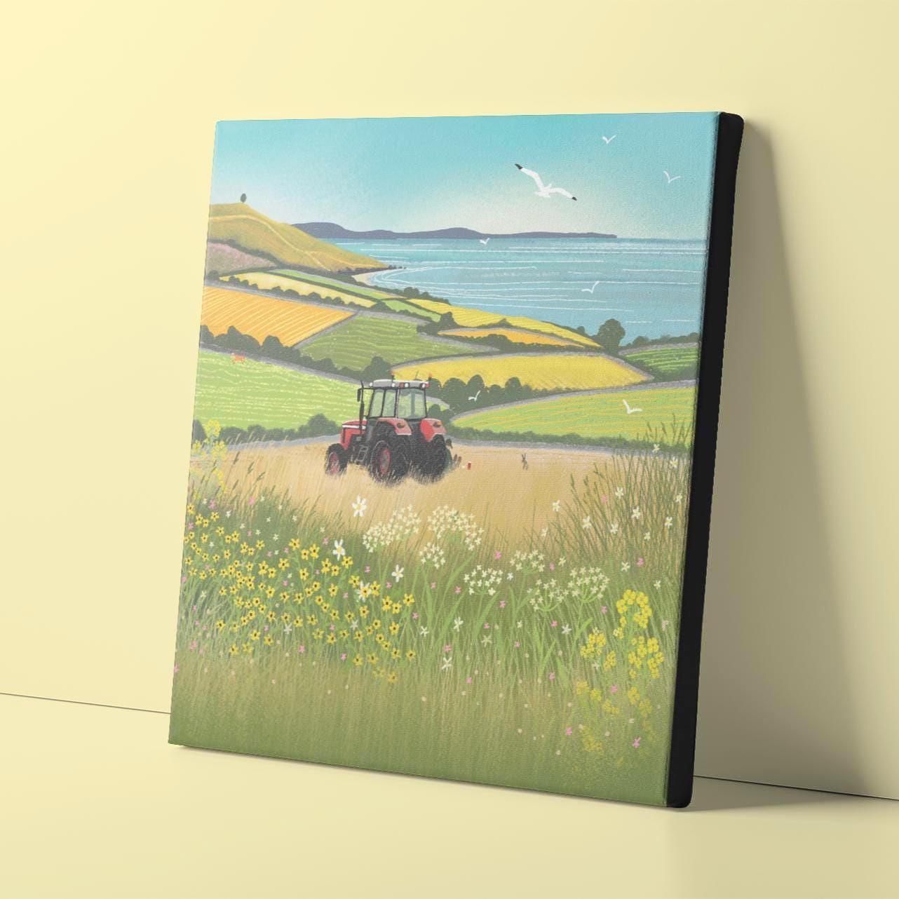 Break Time Farming Landscape Tractor art - Print only, Framed print or Canvas. Multiple sizes.