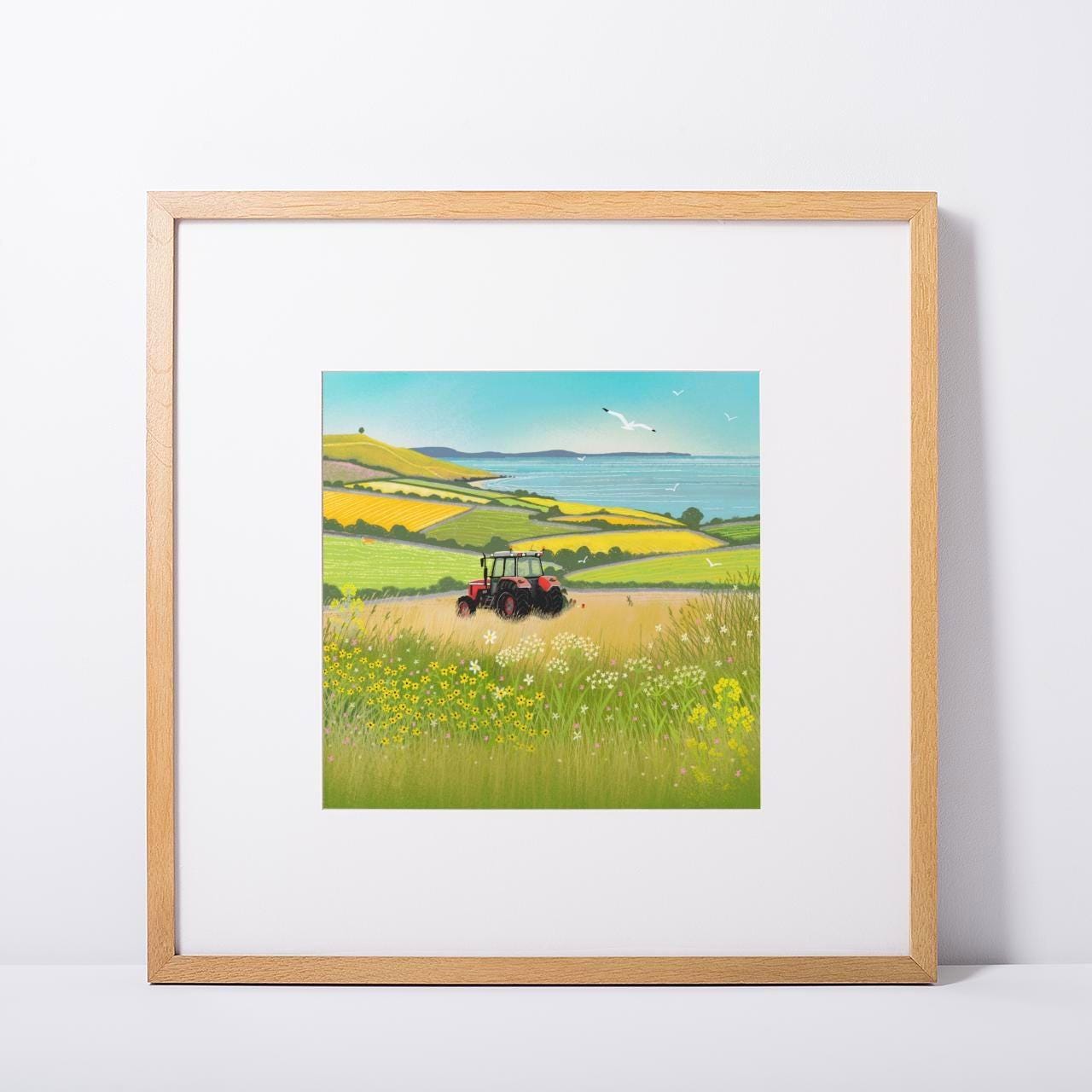 Break Time Farming Landscape Tractor art - Print only, Framed print or Canvas. Multiple sizes.