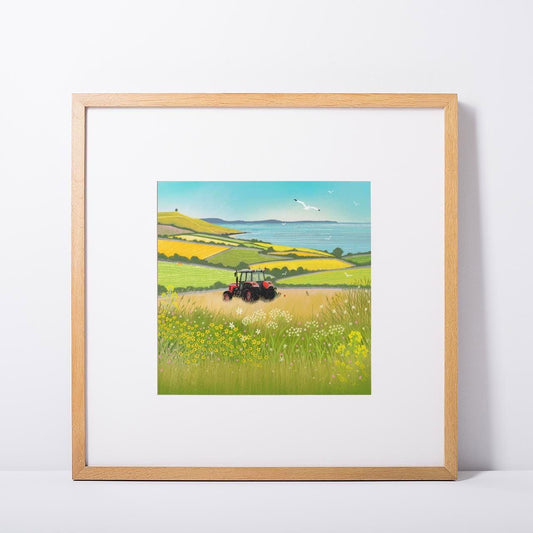 Break Time Farming Landscape Tractor art - Print only, Framed print or Canvas. Multiple sizes.