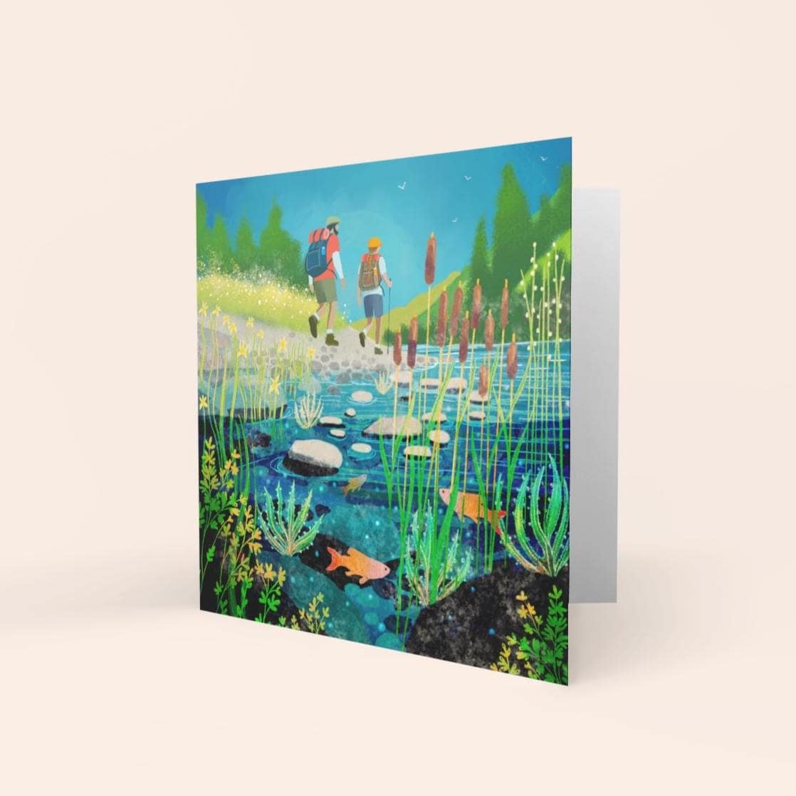 Hiking Greetings Card: 'Walking Aboot' Scottish Landscape Painting by Caroline Smith