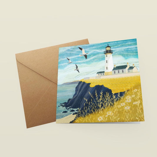 Lighthouse Greetings Card: Scottish Landscape Painting by Caroline Smith