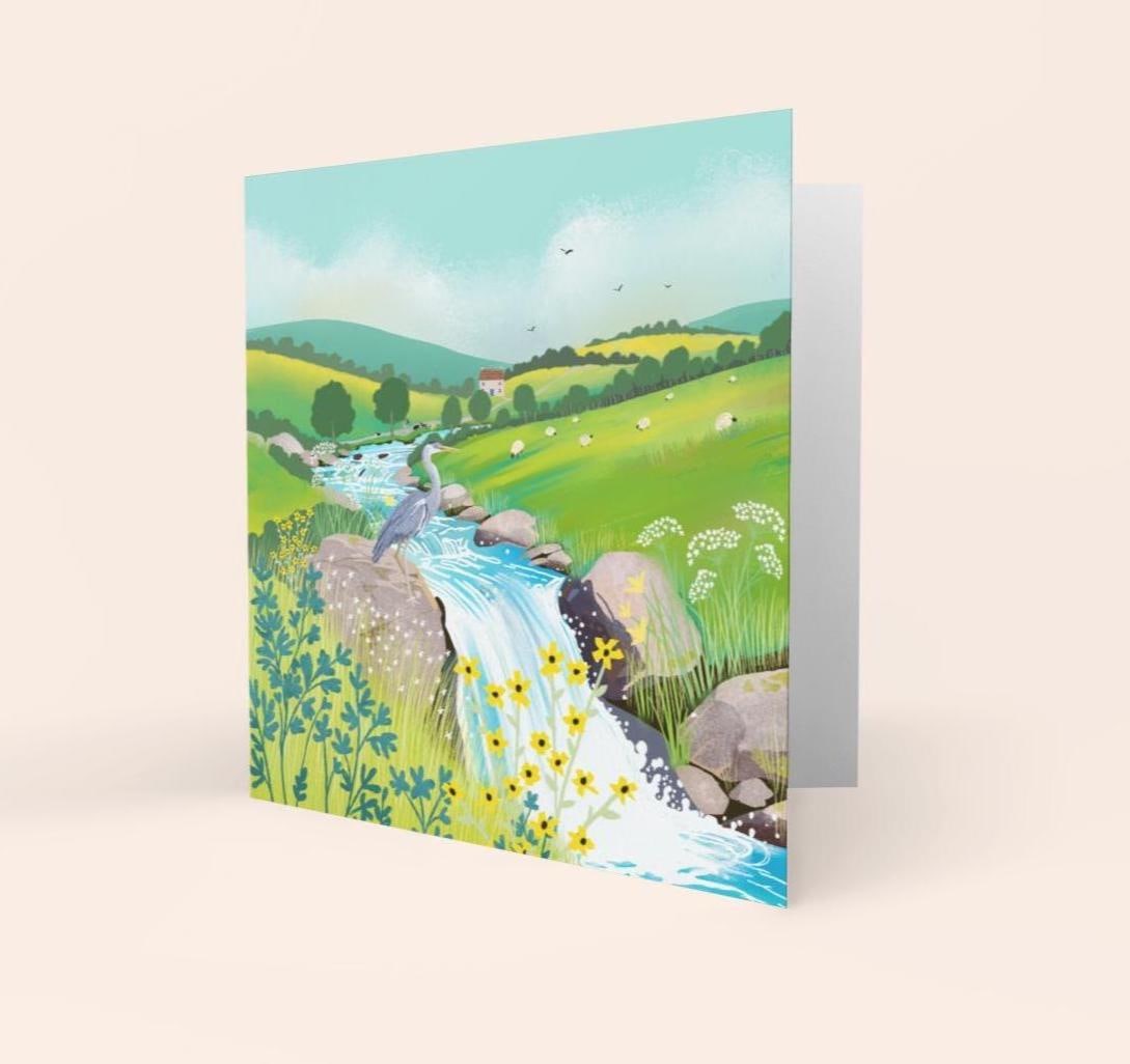 Happy Valley Greetings Card: British Landscape Painting by Caroline Smith