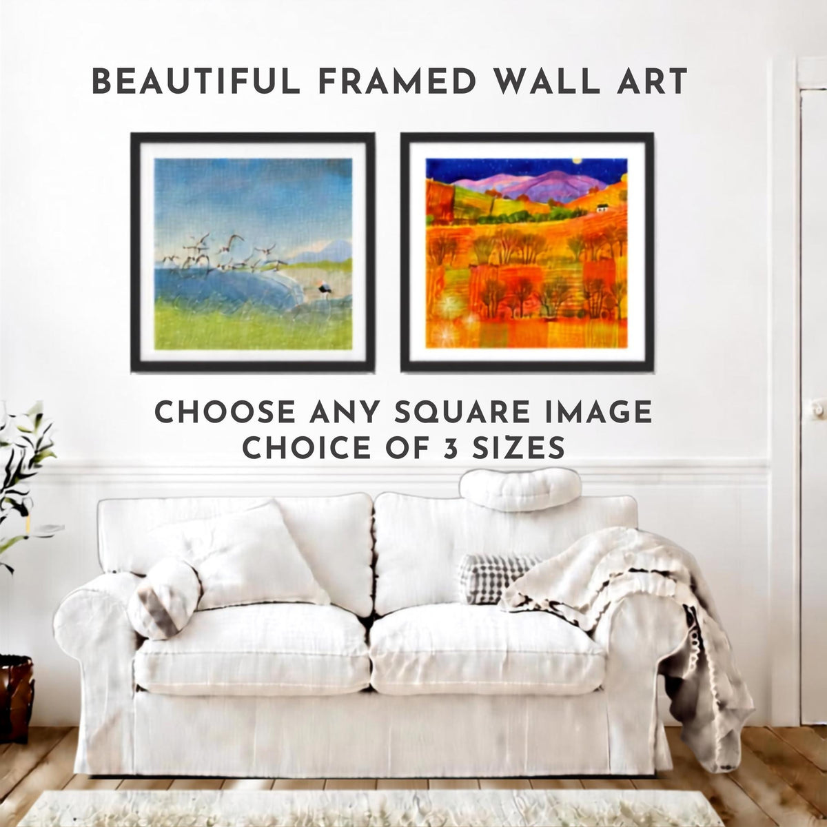 Framed Wall Art - choose any Galloway Arts square image in a frame. Various sizes.