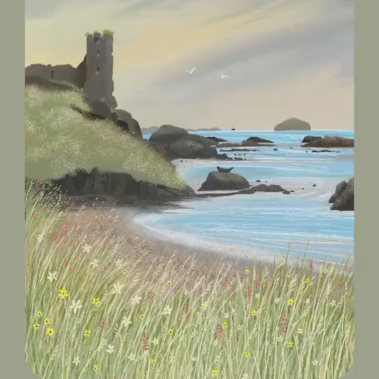 Dunure Castle, Ayrshire - Scottish Travel Poster - Framed or unframed.