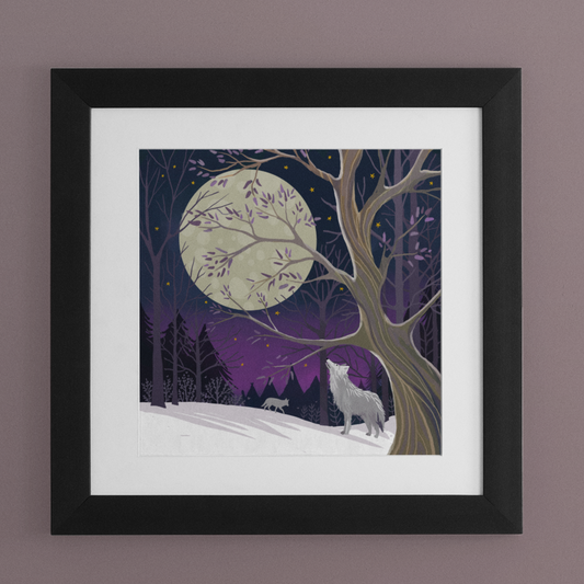 Wall Art, Snowy Wolf - Signed Giclee Print. Wall art, Home Decor, Office Art.